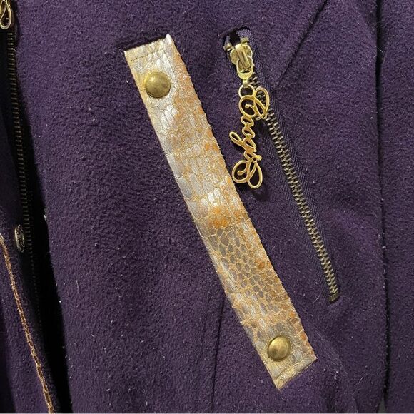 Vintage Y2K Coogi Embellished Purple & Gold Faux Fur Coat - Picture 9 of 14